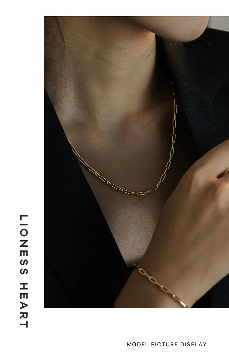 Paperclip Necklaces Chain 925 Sterling Silver Link Neck 4.5MM Men Women Jewelry 45 50 55 60CM Luxury Fine Gift Gilded Rose Gold