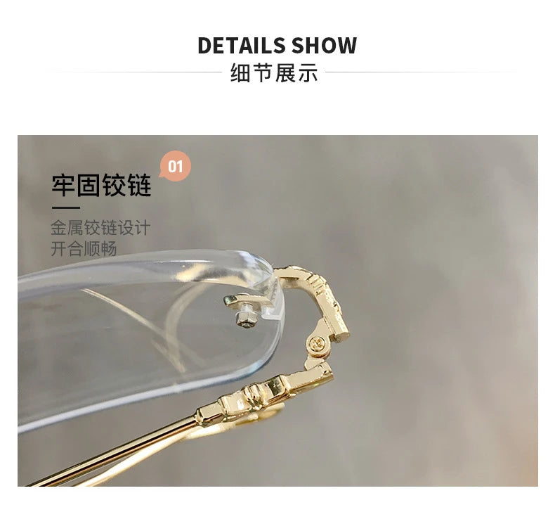 Transparent Computer Glasses Frameless Women Men Anti Blue Light square Eyewear Blocking Glasses Optical Spectacle Eyeglass