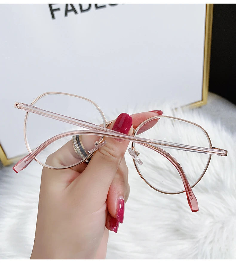 Transparent Computer Glasses Metal Frame Women Men Anti Blue Light Round Eyewear Blocking Glasses Optical Spectacle Eyeglass