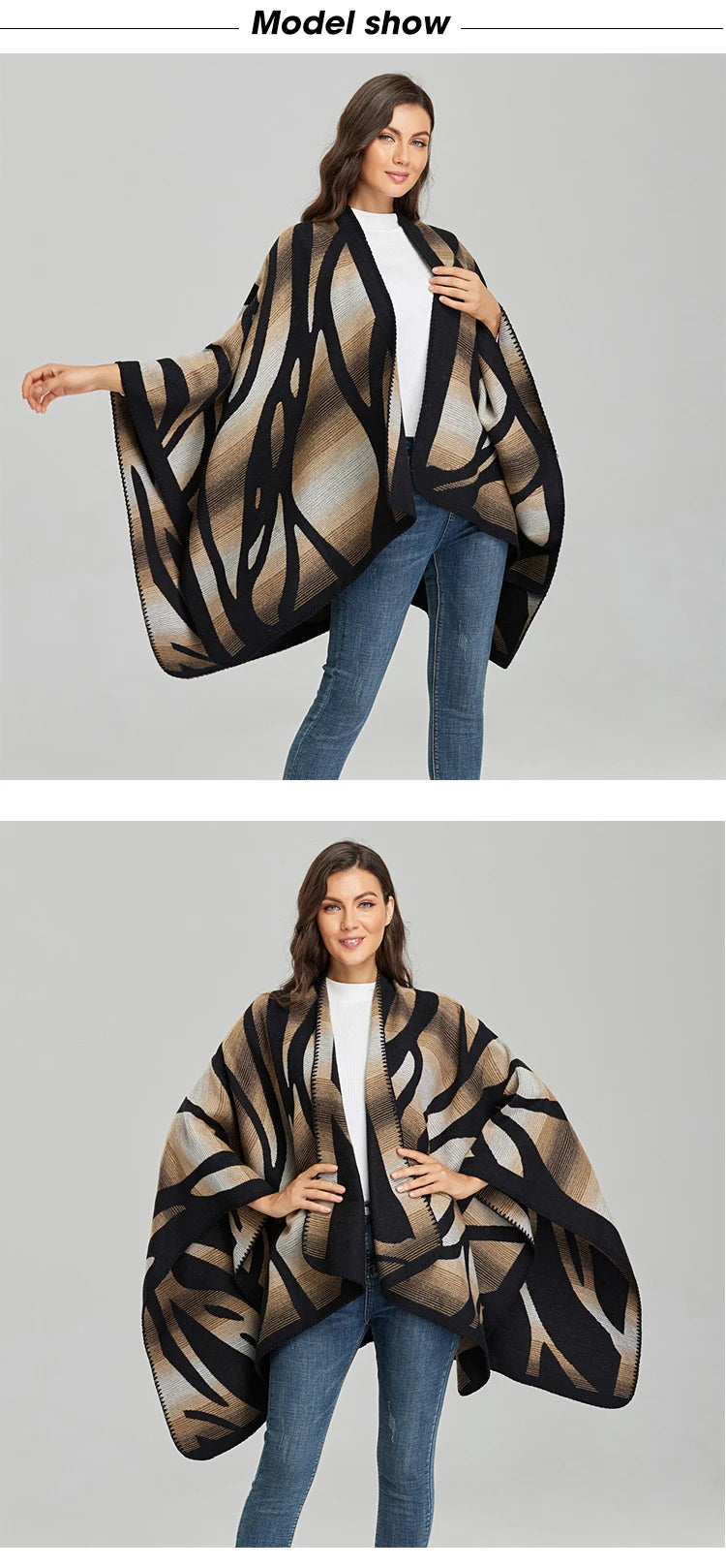 Imitation Cashmere Women Zebra Print Scarf Vintage Winter Warm Shawl Wrap Female Casual Knitted Warm Split Soft Thick Blanket