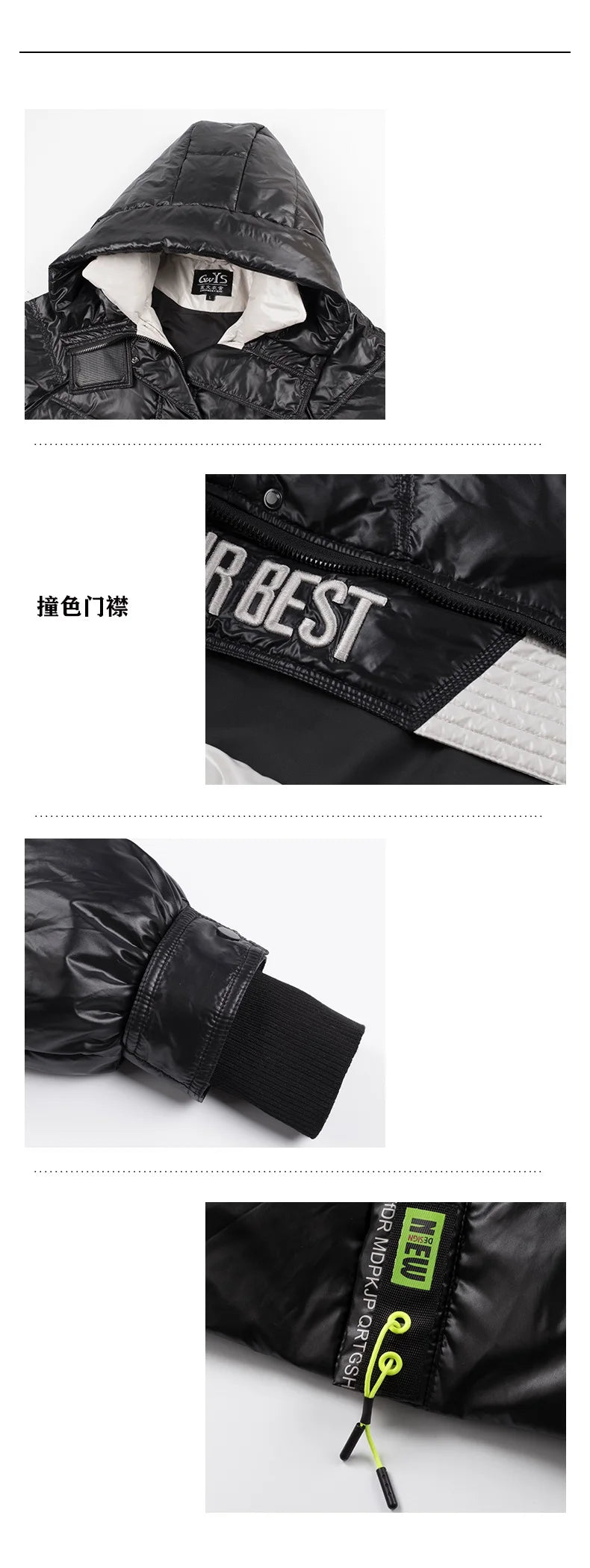 Winter Black Long 90% White Duck down Jacket Women Streetwear 2024 New Fashion Loose Letter Windproof Parkas Hooded Down Coats