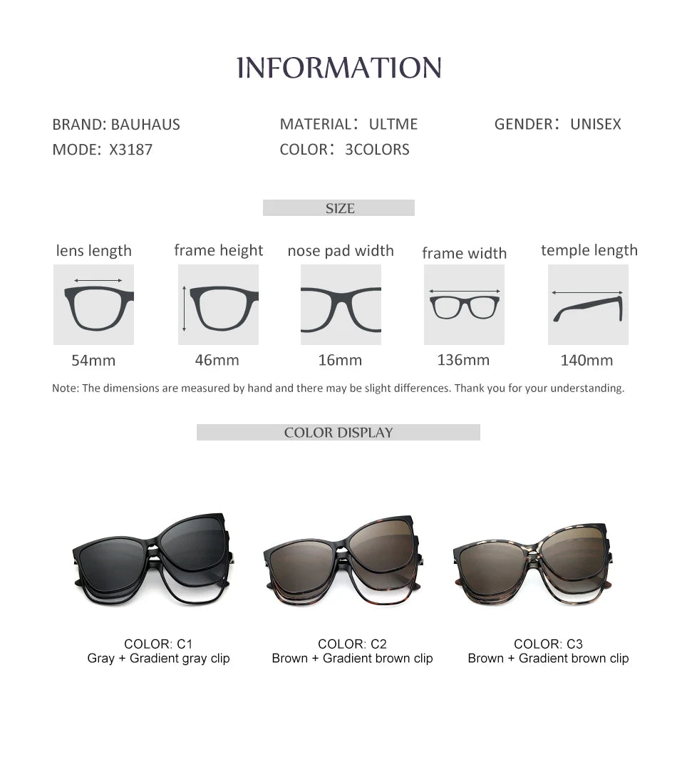 X3187 Magnet Polarized Clip Glasses Frame women Optical Myopia Clip Glasses For  Eyeglasses Frame