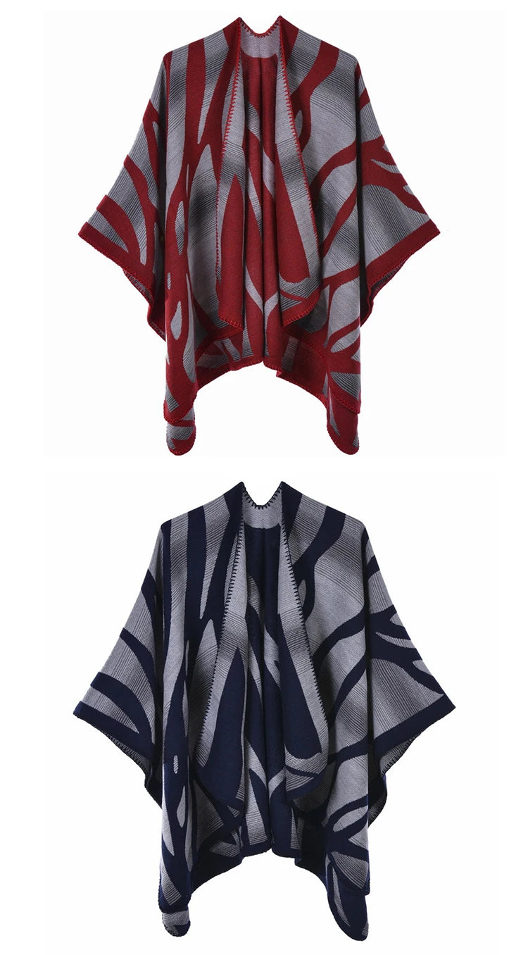 Imitation Cashmere Women Zebra Print Scarf Vintage Winter Warm Shawl Wrap Female Casual Knitted Warm Split Soft Thick Blanket