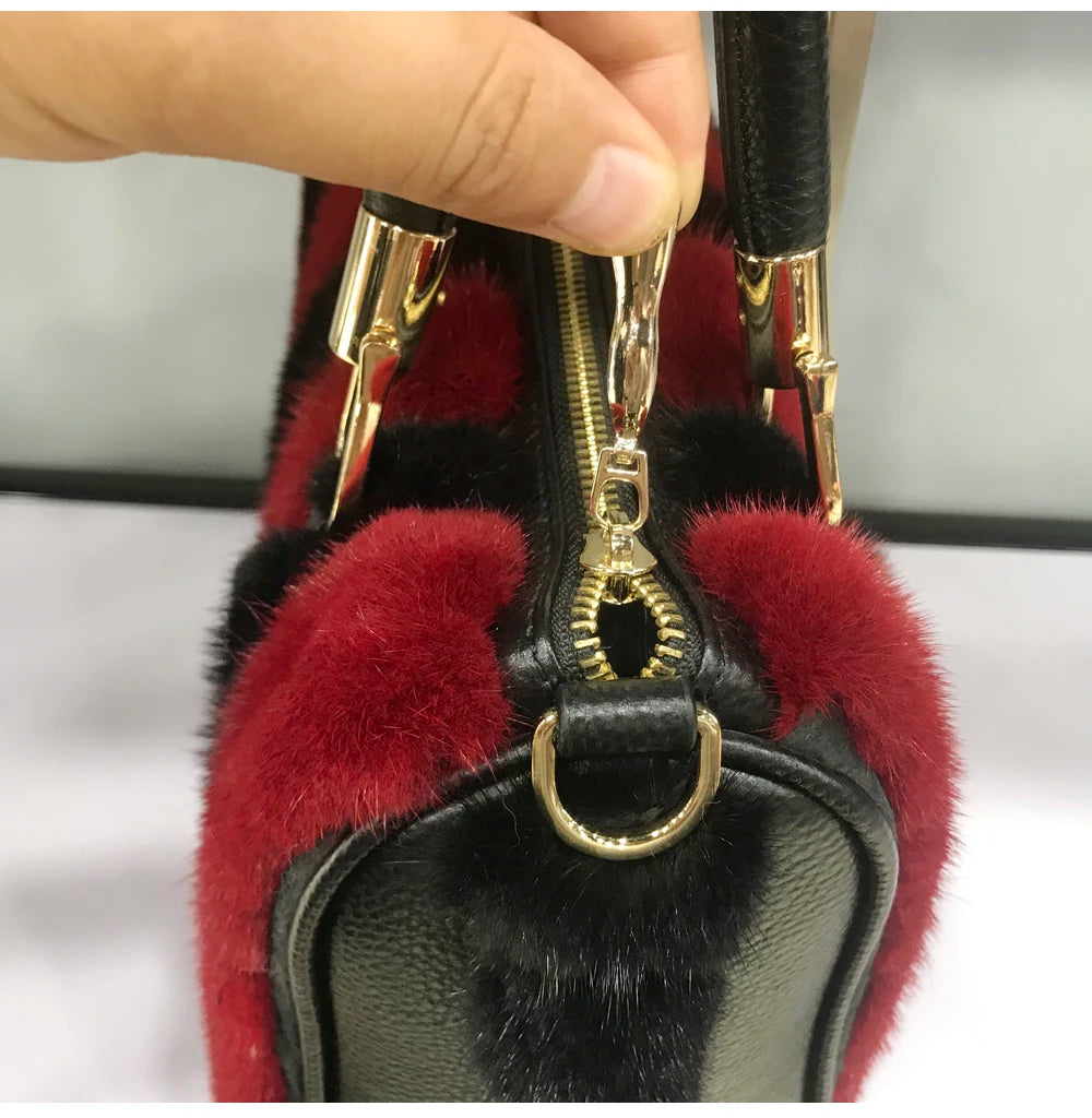 Fur Bag Women Natural Mink Fur Handbag Ladies Winter Warm Crossbody Bags Famous Brand Large Capacity Shoudler Clutch New