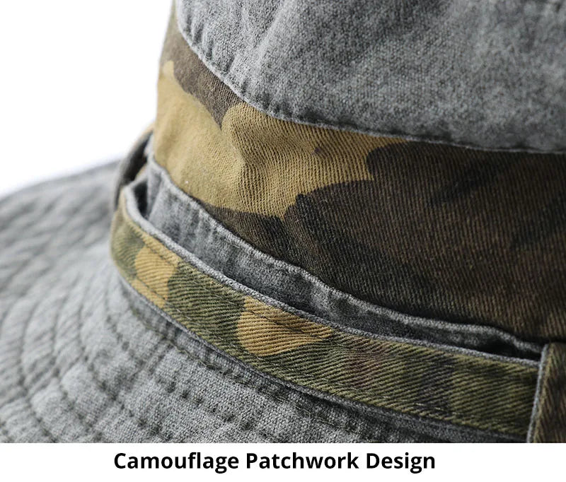 CAMOLAND UPF 50+ Sun Hat For Women Men 100% Cotton Bucket Hat Male Camouflage Patchwork Outdoor Hiking Fishing Boonie Caps