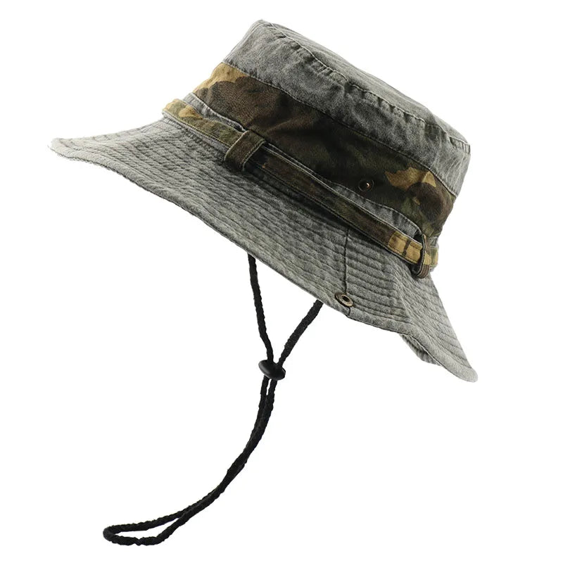CAMOLAND UPF 50+ Sun Hat For Women Men 100% Cotton Bucket Hat Male Camouflage Patchwork Outdoor Hiking Fishing Boonie Caps