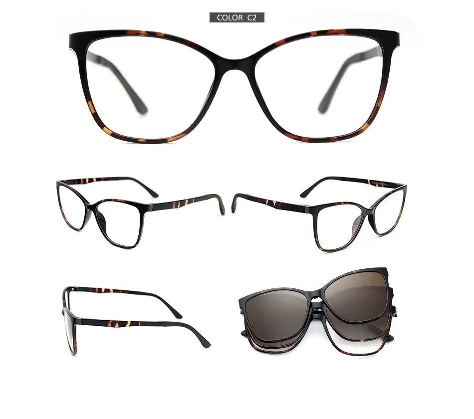 X3187 Magnet Polarized Clip Glasses Frame women Optical Myopia Clip Glasses For  Eyeglasses Frame