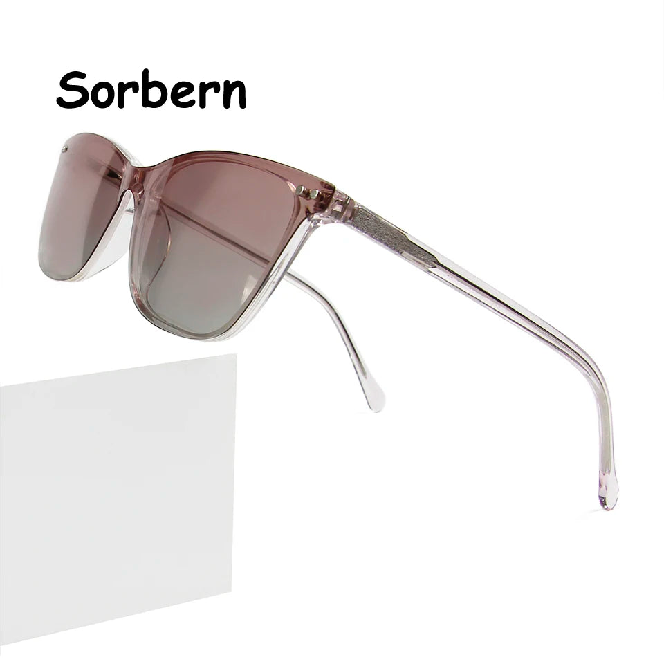 Trends 2024 Cateye Polarized Clear Sunglasses Women Transparent Acetate Eyewear Frame With Magnetic Clip On Sunglass Reflective