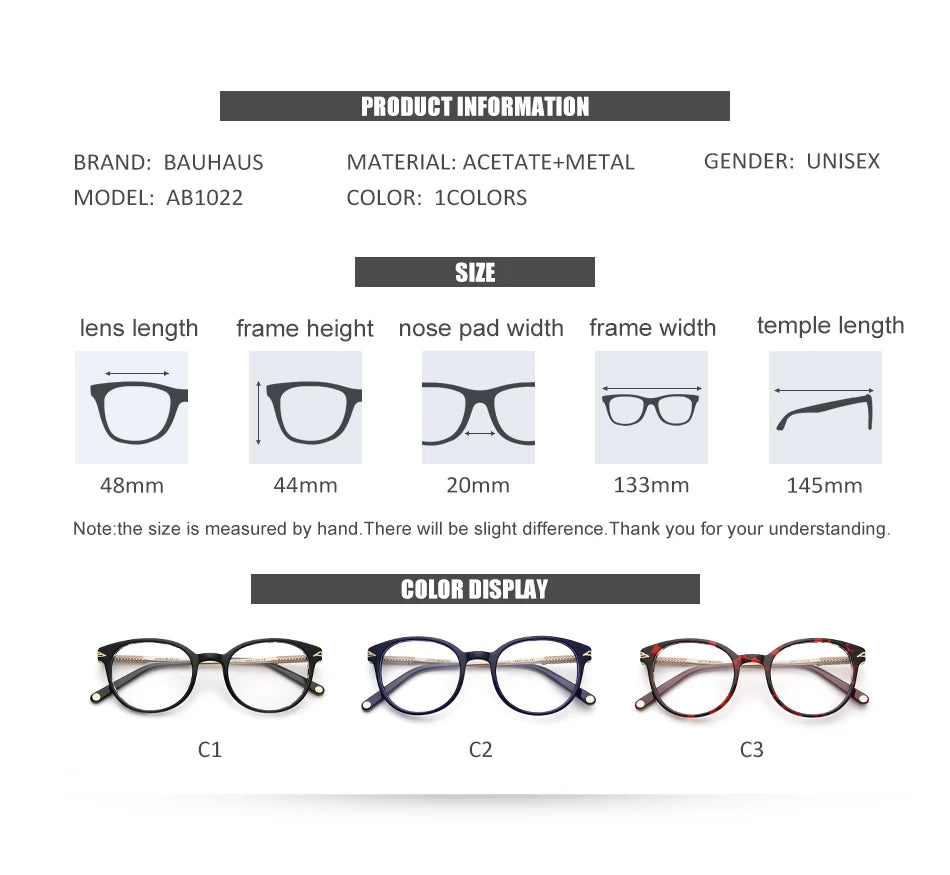 High quality  bauhaus shaped round Acetate glasses frame men Retro eyeglasses women myopia reading eyewear Oculos De Grau