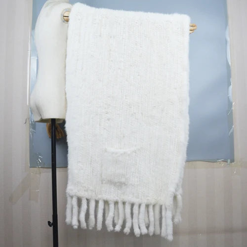 Long Style Winter Real Natural Mink Fur Scarf Lady 100% Natural Real Mink Fur Shawl Women Knitted Real Mink Fur Pashmina Scarves