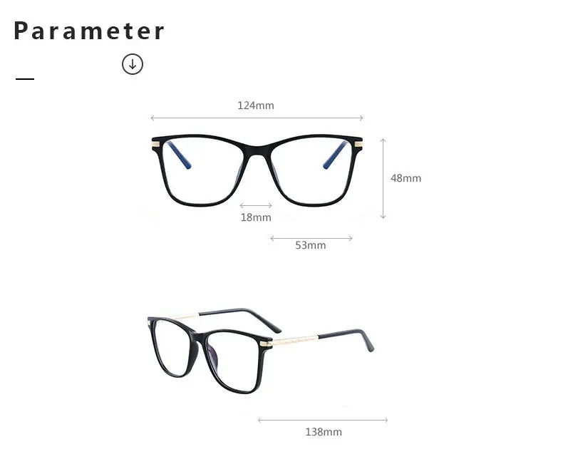 Glasses For Female Full Rim TR90 Frame Eyewears Retro Brand Anti-Blue Light Lenses Myopia Spectacles