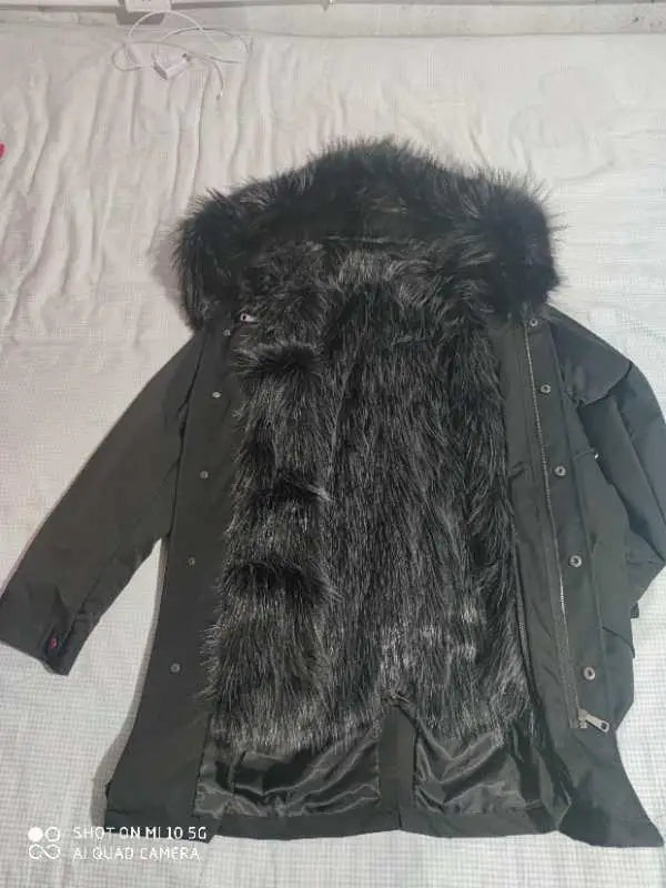 HANZANGL Women Fur Coat 2022 Winter New Real Raccoon Fox Fur Detachable Liner Long Parkas Women Clothing 12 Color  S-4XL