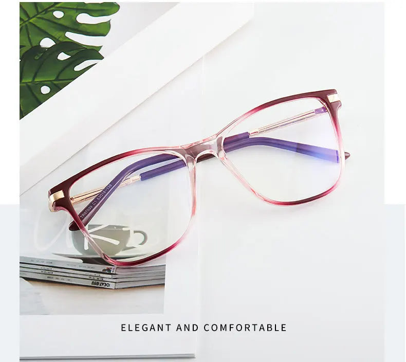 Glasses For Female Full Rim TR90 Frame Eyewears Retro Brand Anti-Blue Light Lenses Myopia Spectacles