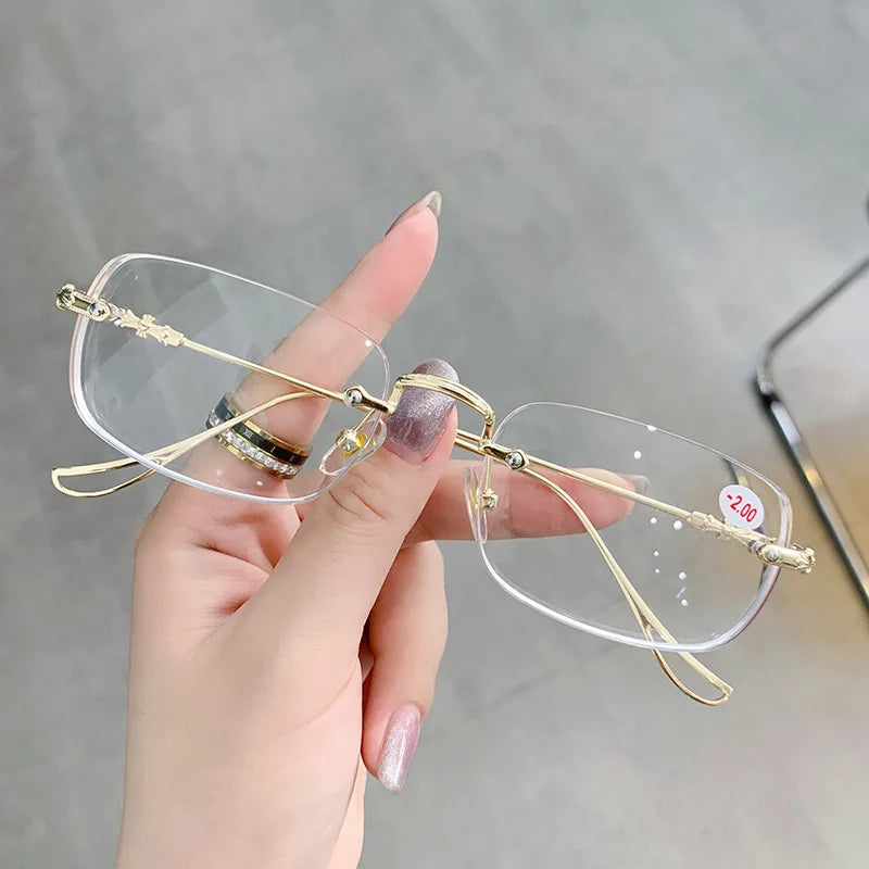 Transparent Computer Glasses Frameless Women Men Anti Blue Light square Eyewear Blocking Glasses Optical Spectacle Eyeglass