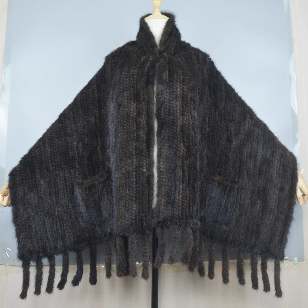 Long Style Winter Real Natural Mink Fur Scarf Lady 100% Natural Real Mink Fur Shawl Women Knitted Real Mink Fur Pashmina Scarves