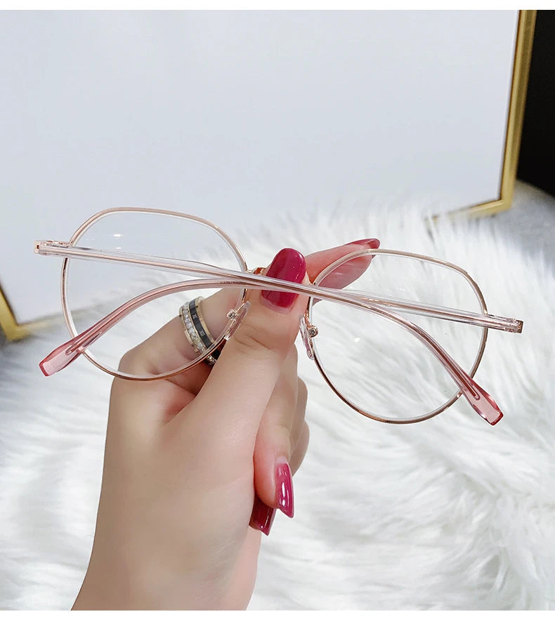 Transparent Computer Glasses Metal Frame Women Men Anti Blue Light Round Eyewear Blocking Glasses Optical Spectacle Eyeglass