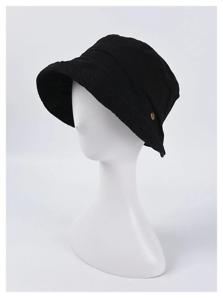 USPOP 2022 Women Spring  Bucket Hats Caual Cotton Summer Panama Hats Collapsible Sun Hats