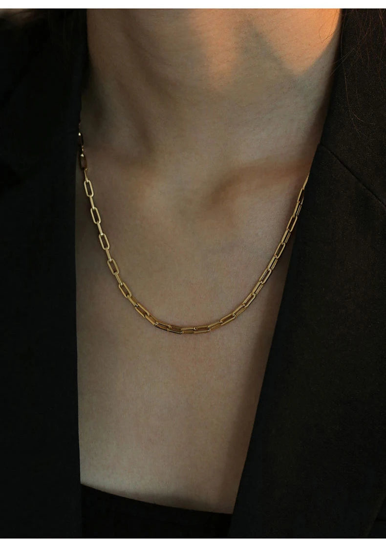 Paperclip Necklaces Chain 925 Sterling Silver Link Neck 4.5MM Men Women Jewelry 45 50 55 60CM Luxury Fine Gift Gilded Rose Gold