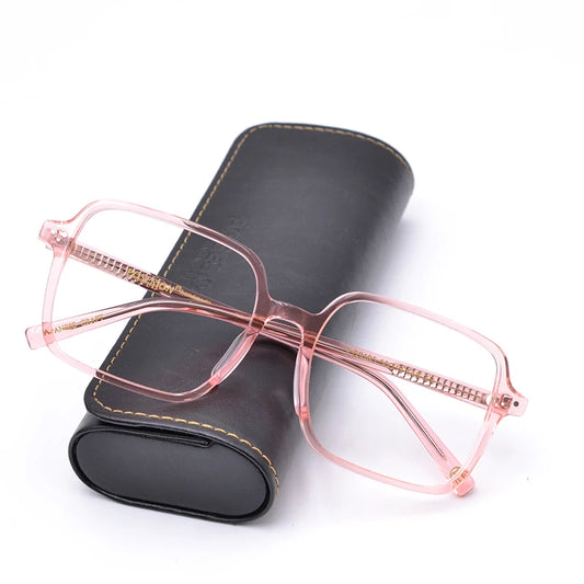 HDCRAFTER Oversized Glasses Frame Glasses For Women Luxury Pink Transparent Eyeglasses Frames Prescription Optical Clear Lenses