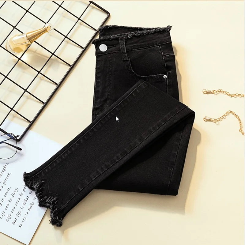 2023 Spring Jeans For Women High Waist Skinny Pencil Blue Denim Pants women Black Stretch Bottoms Slim Pants For Women Trousers