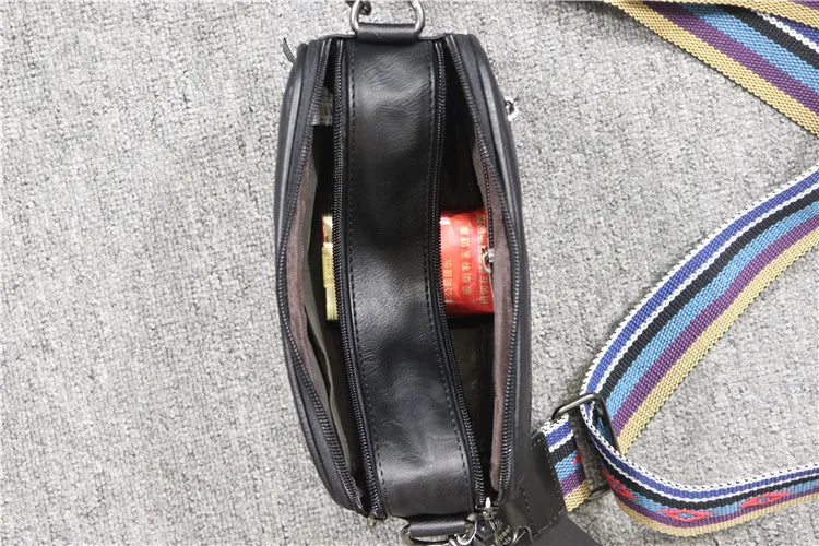 Korean Brand Designer Men Crossbody Bags Leather Man Stylish Design Male Sling Bag Small Fashion Shoulder Messenger Bags