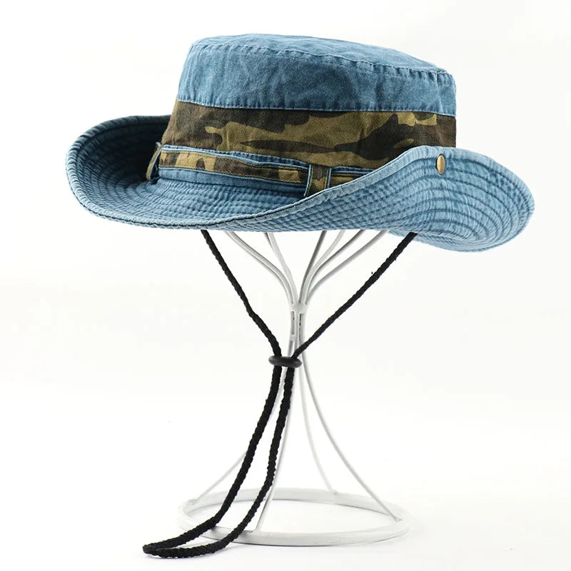 CAMOLAND UPF 50+ Sun Hat For Women Men 100% Cotton Bucket Hat Male Camouflage Patchwork Outdoor Hiking Fishing Boonie Caps