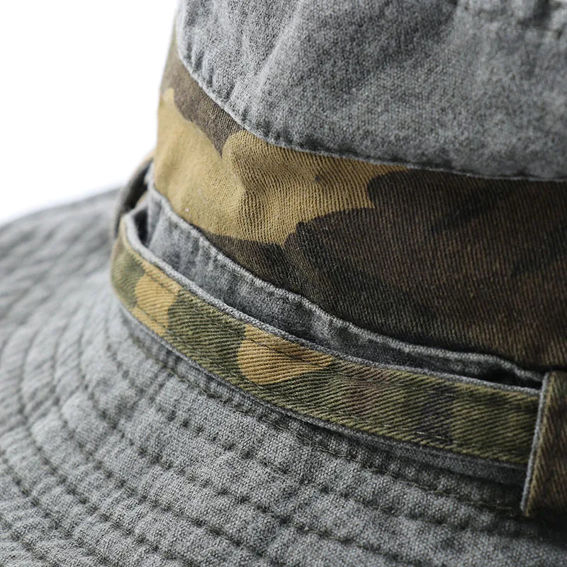 CAMOLAND UPF 50+ Sun Hat For Women Men 100% Cotton Bucket Hat Male Camouflage Patchwork Outdoor Hiking Fishing Boonie Caps
