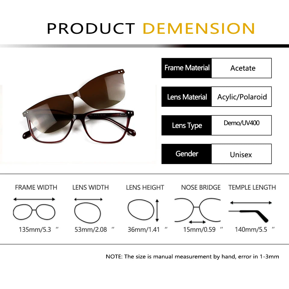 Trends 2024 Cateye Polarized Clear Sunglasses Women Transparent Acetate Eyewear Frame With Magnetic Clip On Sunglass Reflective