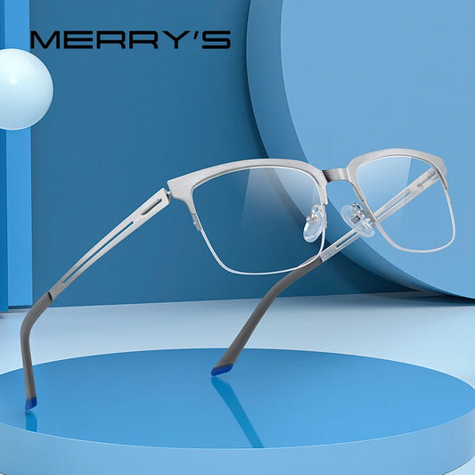 MERRYS DESIGN Classic Men Titanium Alloy Optical Glasses Frames Male Ultralight Square Myopia Prescription Eyeglasses S2183