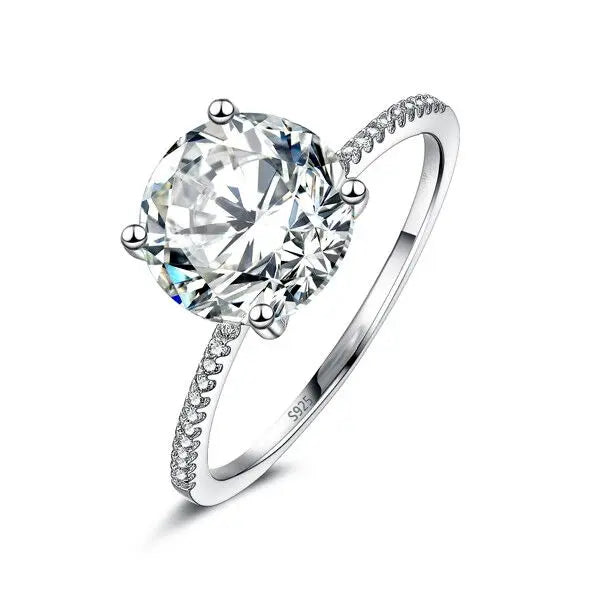 2023 Classic Luxury Real Solid 925 Sterling Silver Ring 3Ct 10 Hearts Arrows Zircon Wedding Jewelry Rings Engagement For Women