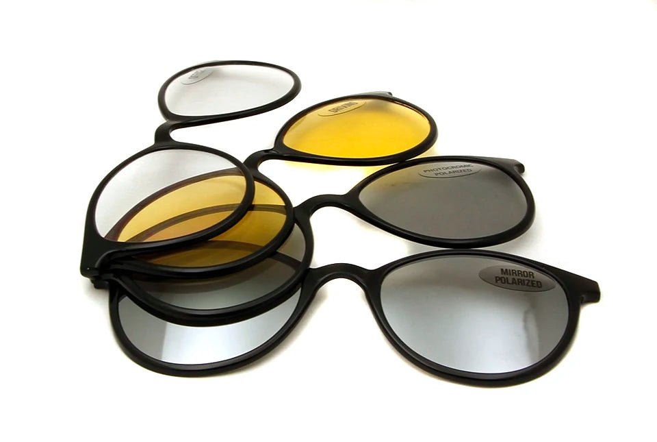 4 clips Brand Magnet Polarized Clip On Sunglasses Round Women Ultem Computer Glasses Men Anti  Blue Light Glasses Prescription