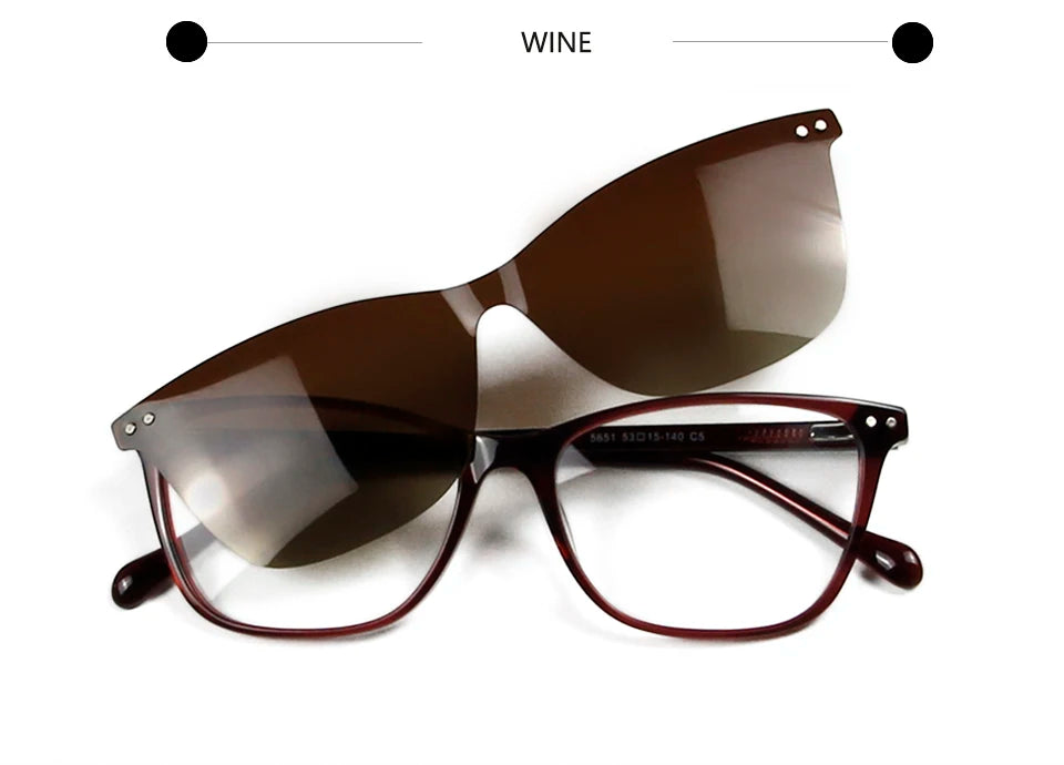 Trends 2024 Cateye Polarized Clear Sunglasses Women Transparent Acetate Eyewear Frame With Magnetic Clip On Sunglass Reflective