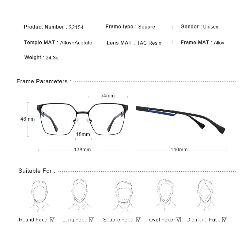 MERRYS DESIGN Luxury Glasses Frame For Men Women Fashion Titanium Alloy Square Frames Myopia Prescription Eyeglasses S2154
