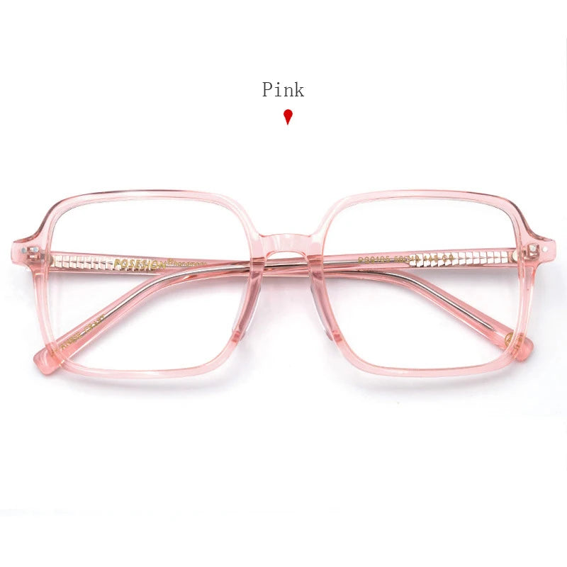 HDCRAFTER Oversized Glasses Frame Glasses For Women Luxury Pink Transparent Eyeglasses Frames Prescription Optical Clear Lenses