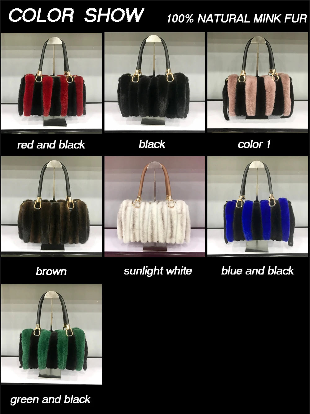 Fur Bag Women Natural Mink Fur Handbag Ladies Winter Warm Crossbody Bags Famous Brand Large Capacity Shoudler Clutch New