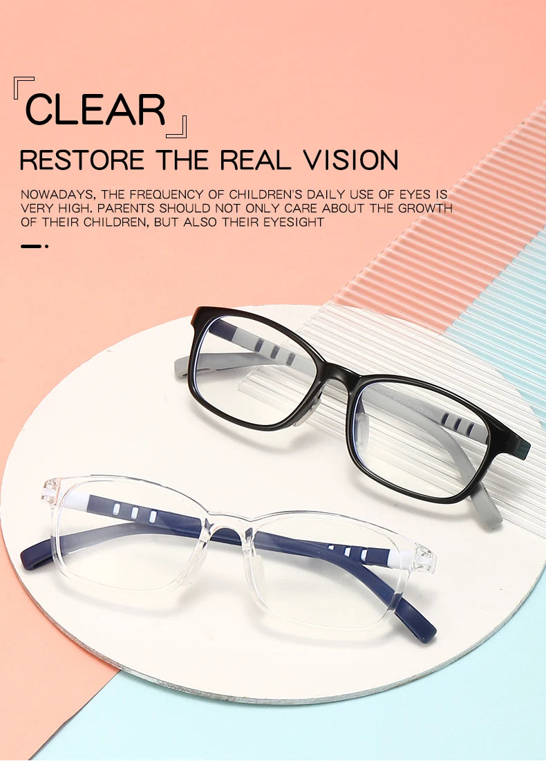 2021 Fashionable Glasses Kids Blue Light Anti Glare Filter Children Eyeglasses Girl Boy Optical Frame Blocking Clear Lenses