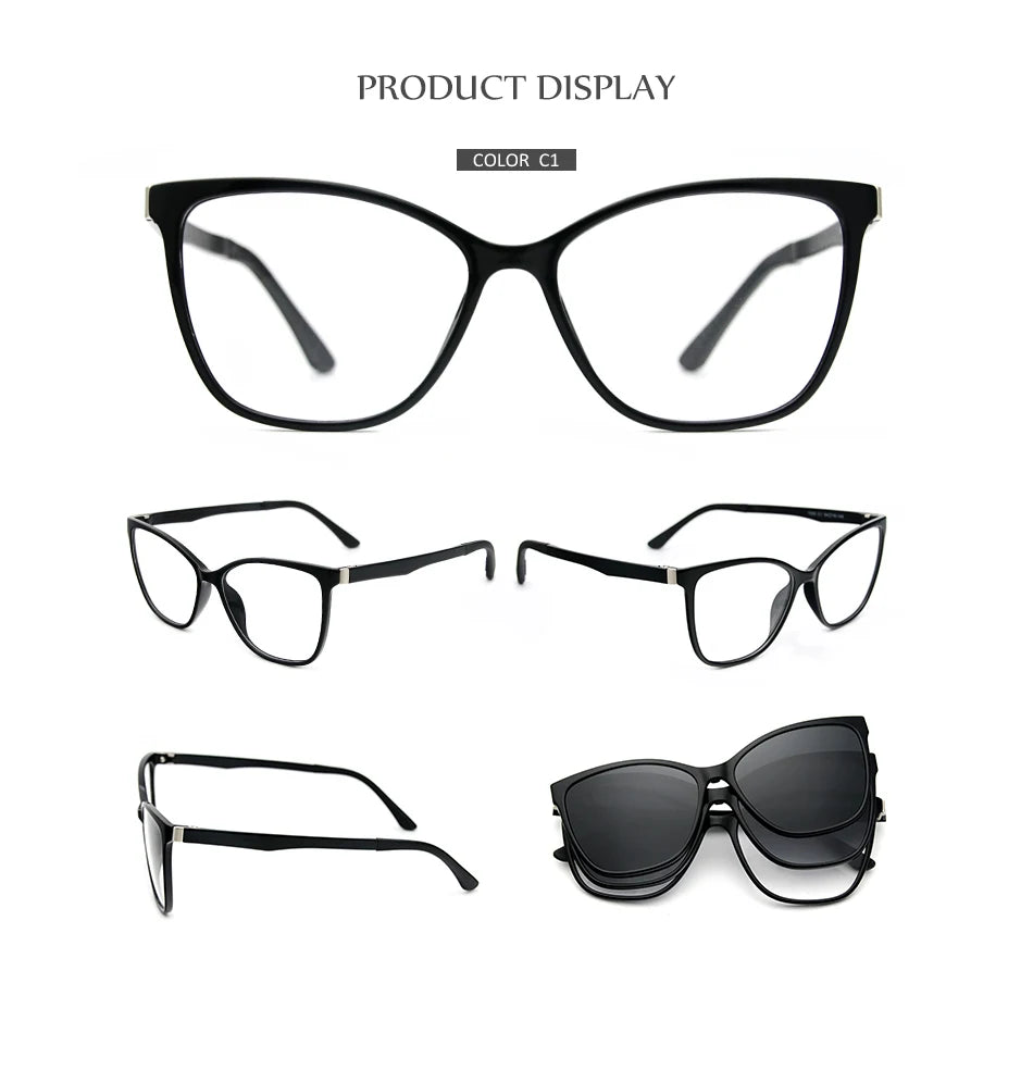 X3187 Magnet Polarized Clip Glasses Frame women Optical Myopia Clip Glasses For  Eyeglasses Frame