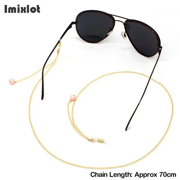 1PC Reading Glasses Chain with Penadnt Womens Metal Sunglasses Cords Neck Straps Beaded Eyeglass Lanyard Holder Eyewear Retainer
