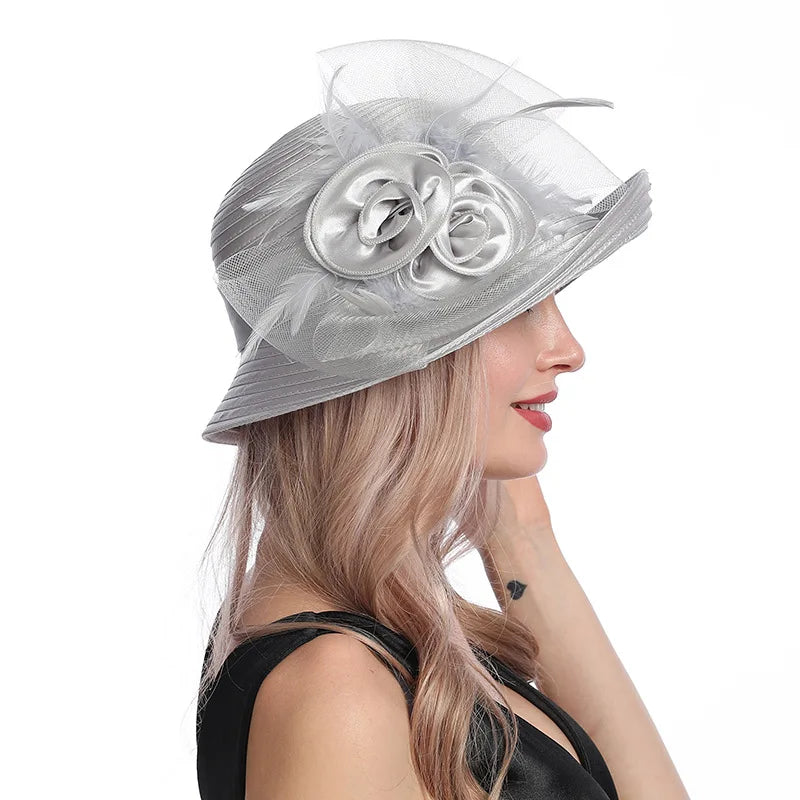 X110 Adult Millinery Fascinators  Party Hats Cross Border Summer Hat Fashion Sunscreen Hat Women's Beach Hat Curling Caps