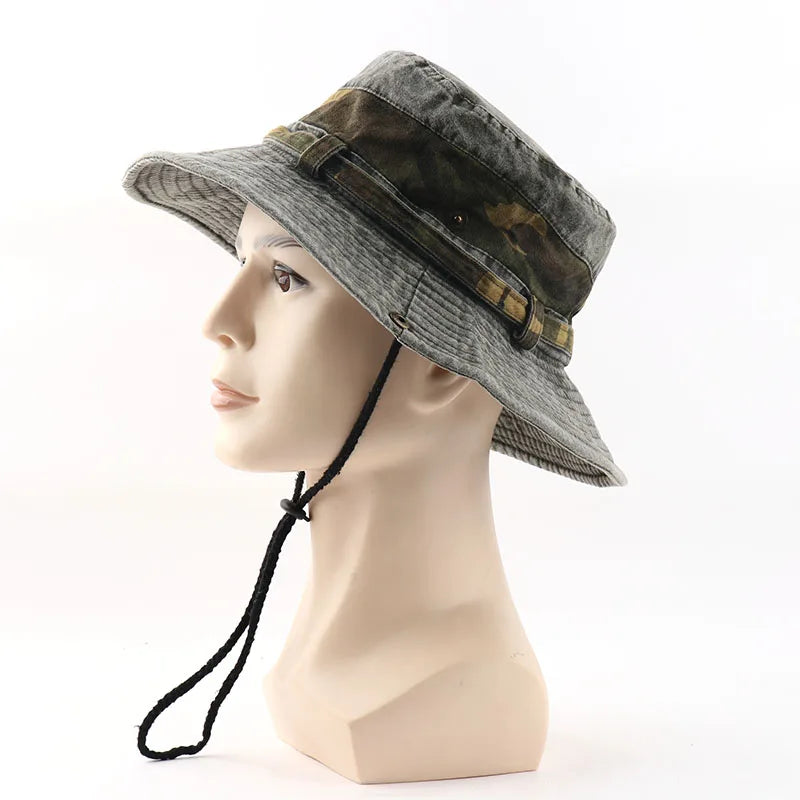 CAMOLAND UPF 50+ Sun Hat For Women Men 100% Cotton Bucket Hat Male Camouflage Patchwork Outdoor Hiking Fishing Boonie Caps