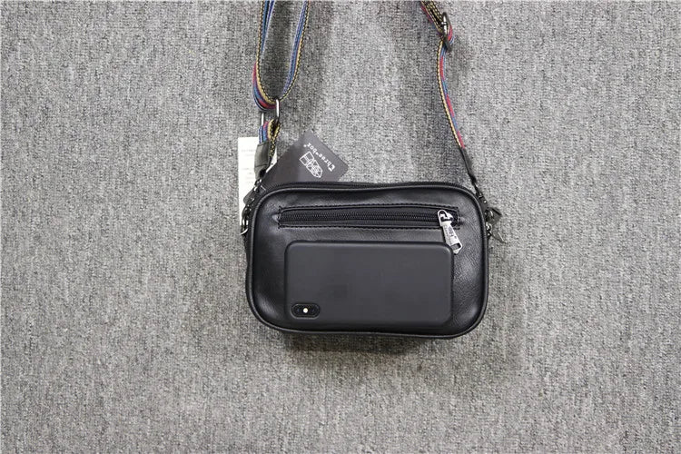 Korean Brand Designer Men Crossbody Bags Leather Man Stylish Design Male Sling Bag Small Fashion Shoulder Messenger Bags