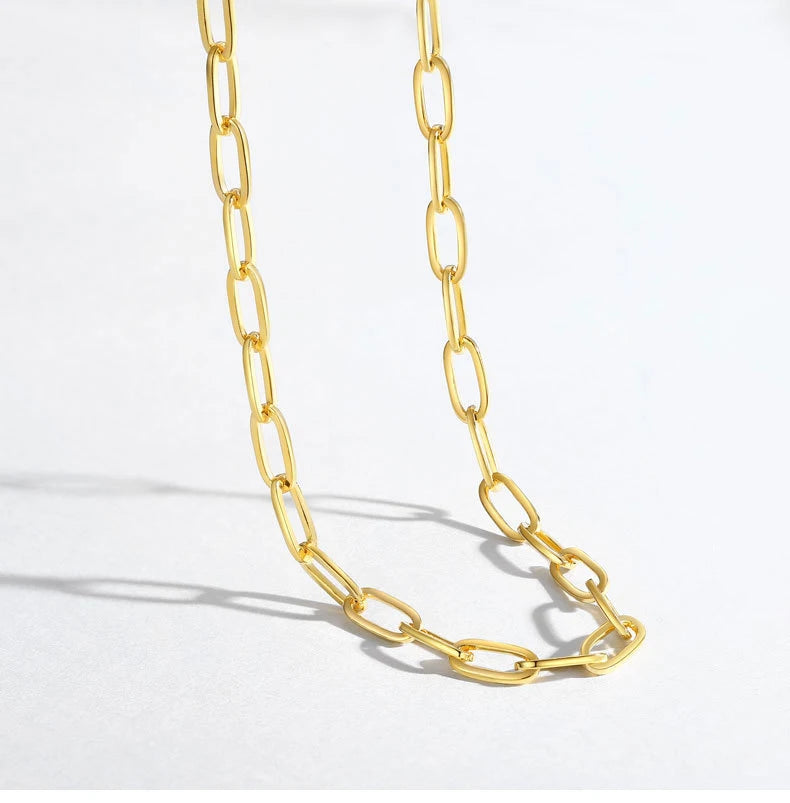 Paperclip Necklaces Chain 925 Sterling Silver Link Neck 4.5MM Men Women Jewelry 45 50 55 60CM Luxury Fine Gift Gilded Rose Gold