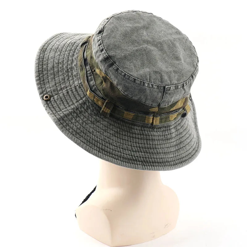 CAMOLAND UPF 50+ Sun Hat For Women Men 100% Cotton Bucket Hat Male Camouflage Patchwork Outdoor Hiking Fishing Boonie Caps