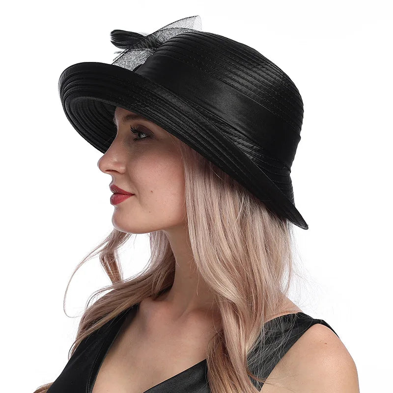 X110 Adult Millinery Fascinators  Party Hats Cross Border Summer Hat Fashion Sunscreen Hat Women's Beach Hat Curling Caps