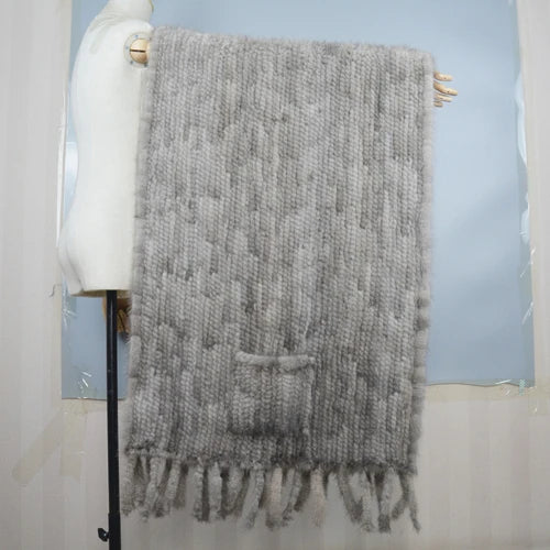 Long Style Winter Real Natural Mink Fur Scarf Lady 100% Natural Real Mink Fur Shawl Women Knitted Real Mink Fur Pashmina Scarves