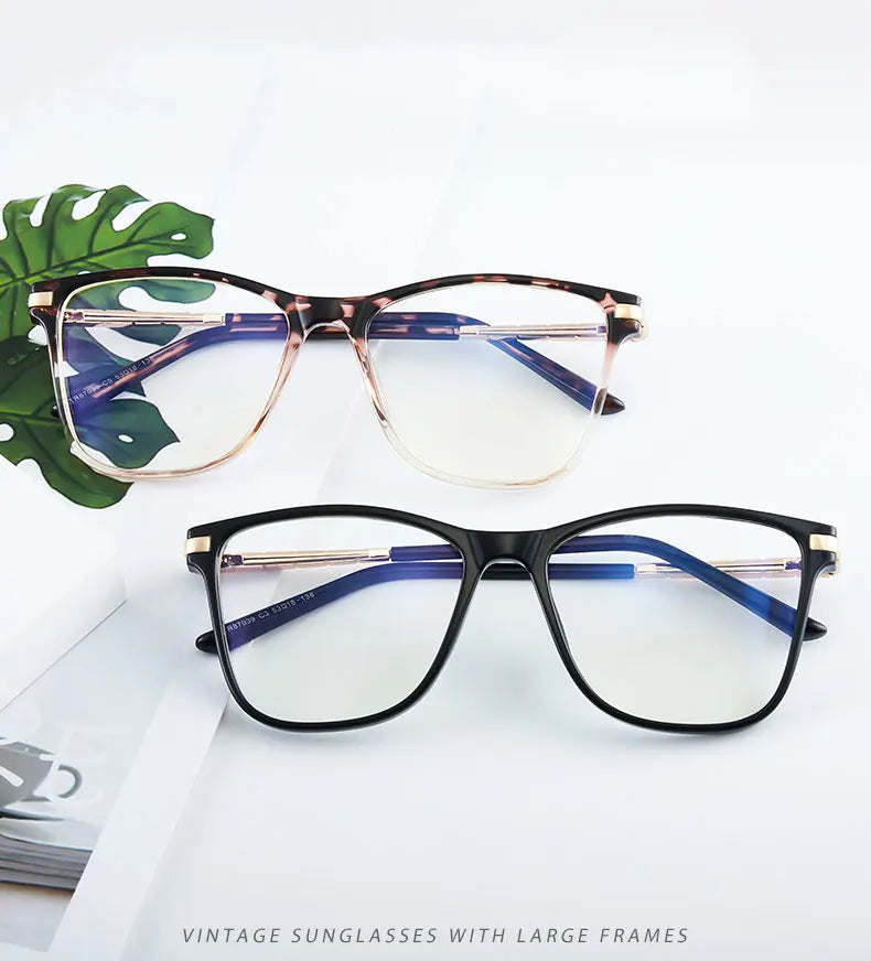 Glasses For Female Full Rim TR90 Frame Eyewears Retro Brand Anti-Blue Light Lenses Myopia Spectacles