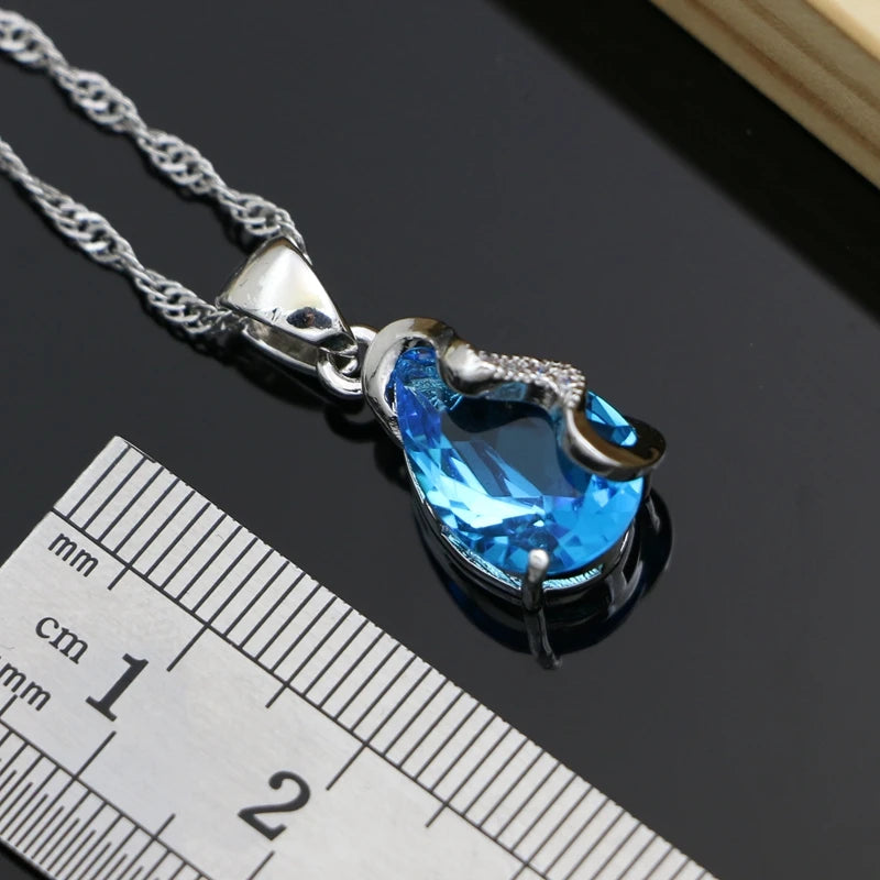 Natural Australian Crystal Stone 925 Silver Jewelry Sets for Women Party Earrings Bracelet Necklace Set Dropshipping