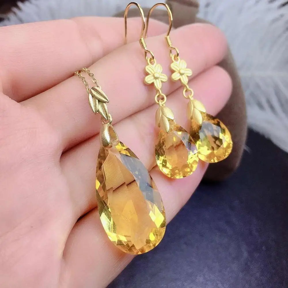 KJJEAXCMY fine jewelry Citrine 925 sterling silver women set luxury