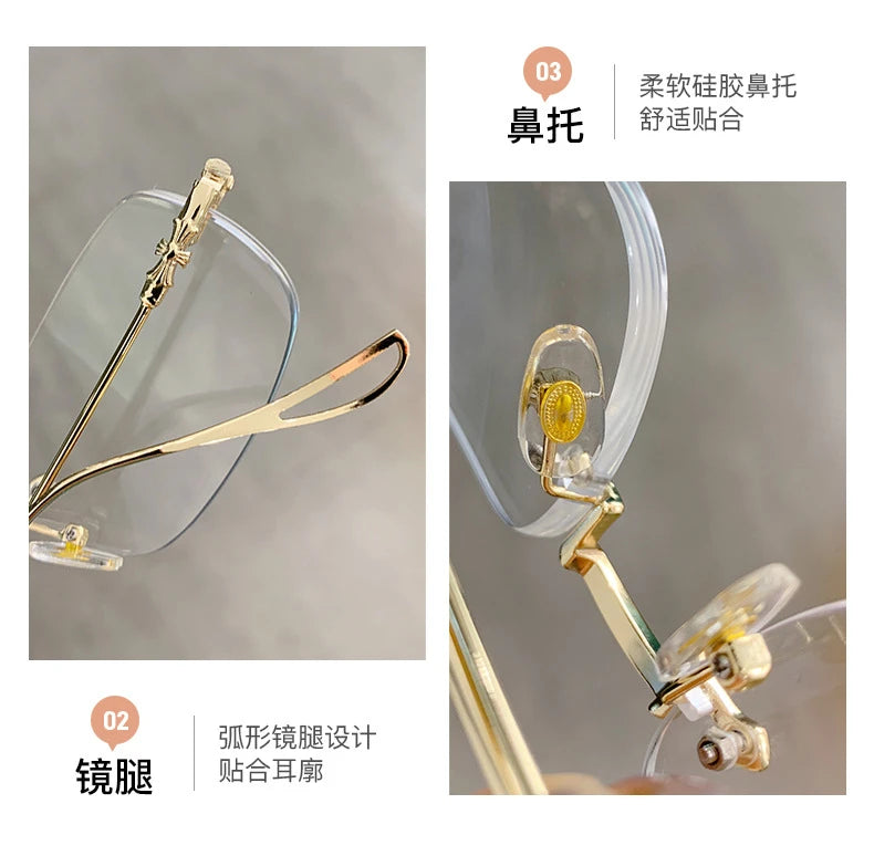 Transparent Computer Glasses Frameless Women Men Anti Blue Light square Eyewear Blocking Glasses Optical Spectacle Eyeglass