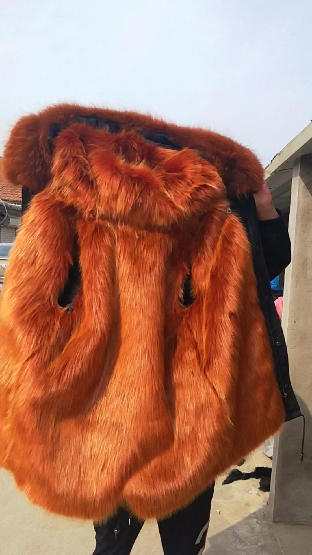 HANZANGL Women Fur Coat 2022 Winter New Real Raccoon Fox Fur Detachable Liner Long Parkas Women Clothing 12 Color  S-4XL